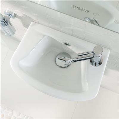 Type 55 36cm x 26cm 2 Tap Hole Ceramic Cloakroom Basin with Overflow - White
